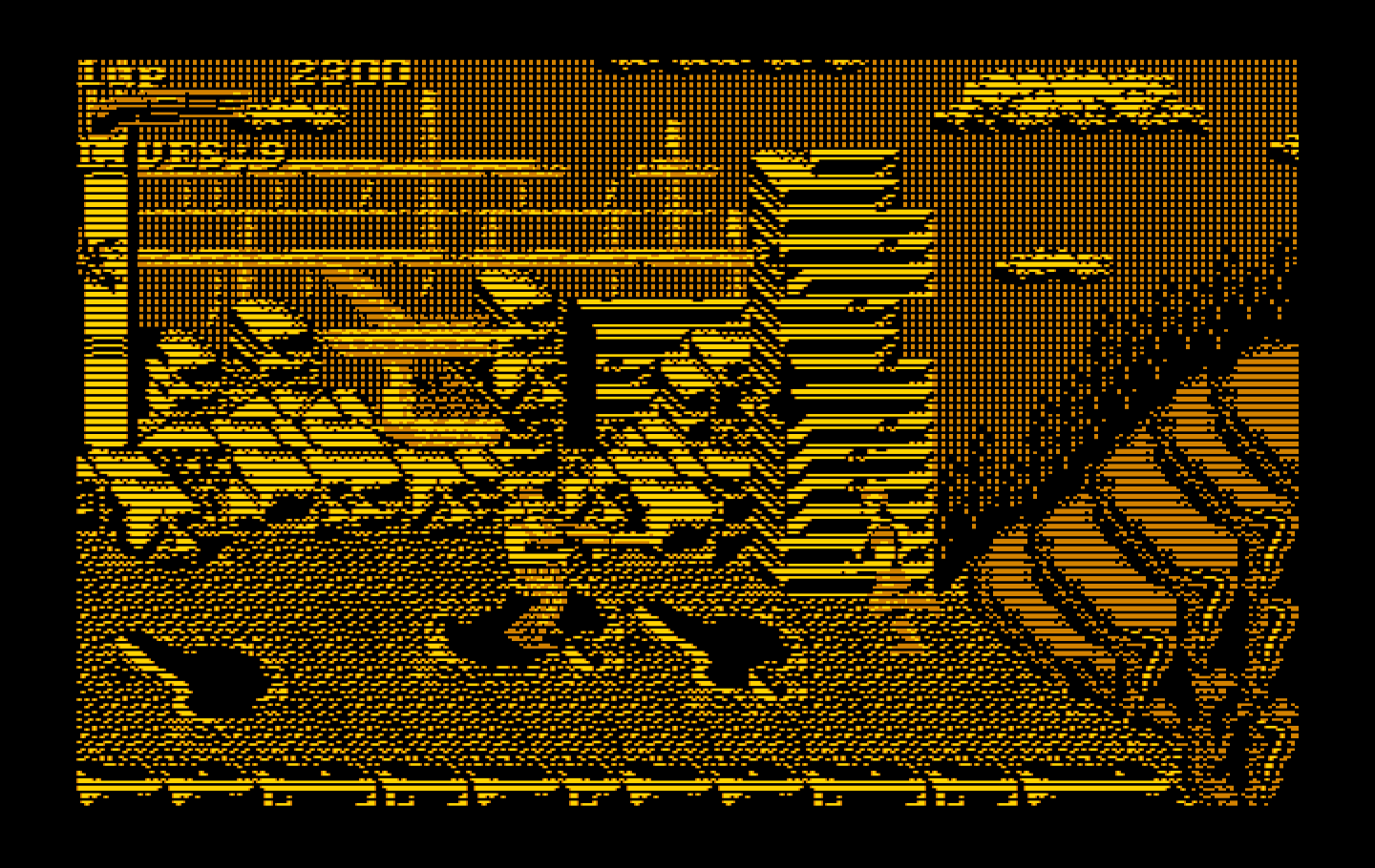 Super Contra IBM PC/Compatibles Screenshot: The varied terrain can sometimes present a challenge...