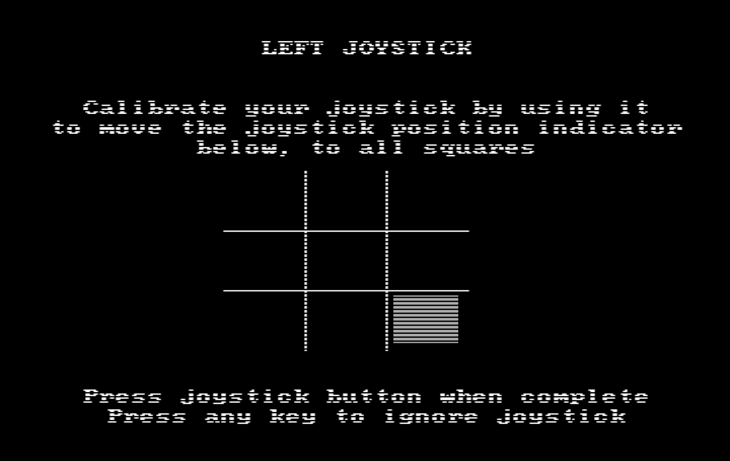Super Contra IBM PC/Compatibles Screenshot: Joystick calibration.