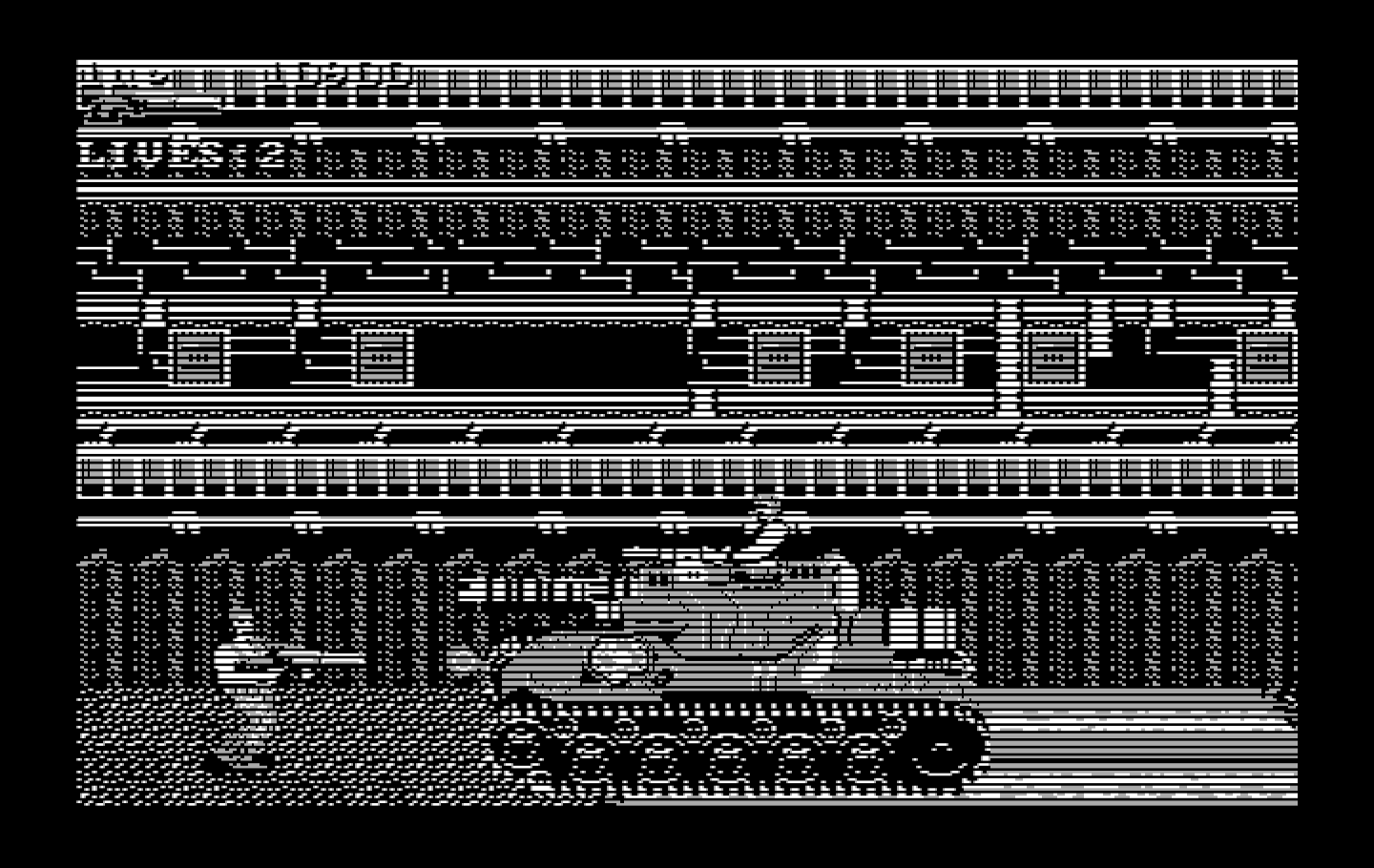 Super Contra IBM PC/Compatibles Screenshot: A large tank attacks!