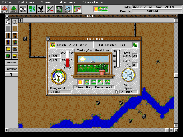 SimFarm IBM PC/Compatibles Screenshot: Here's the weather...