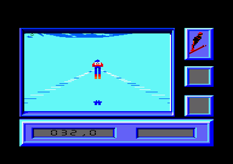 Downhill Challenge Amstrad CPC Screenshot: I'm airborne!