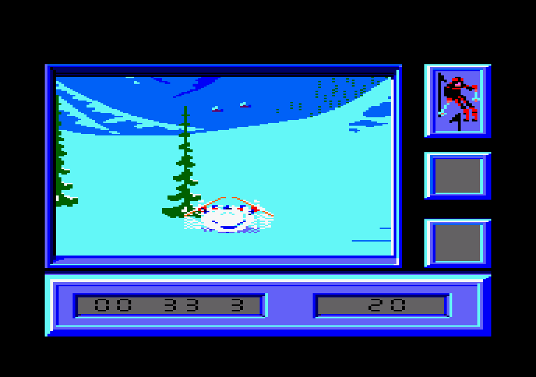 Downhill Challenge Amstrad CPC Screenshot: Oops, I crashed...