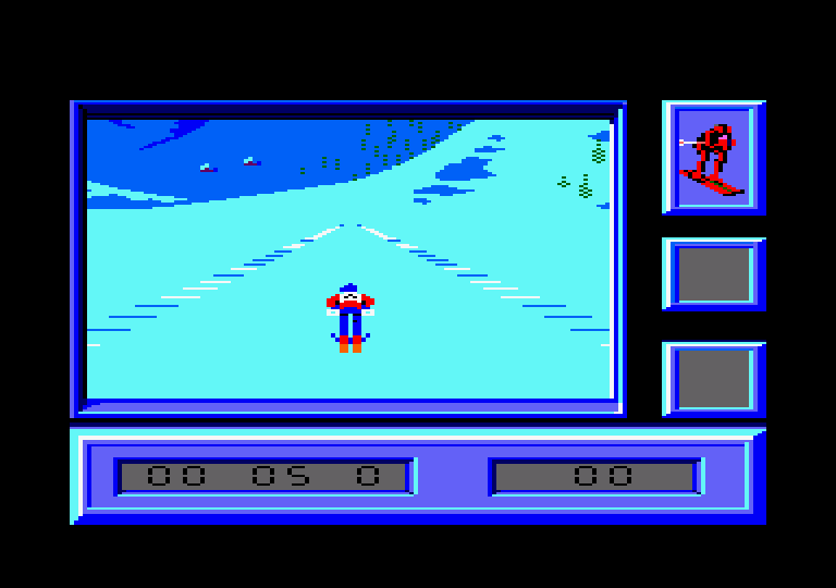 Downhill Challenge Amstrad CPC Screenshot: Gaining speed...