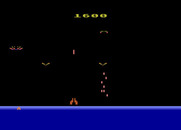Demon Attack for Atari 8-bit - The smaller demons are more difficult to hit...