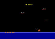 Demon Attack for Atari 8-bit - On some levels the smaller demons dive down to attack; be sure to avoid them!