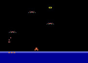Demon Attack for Atari 8-bit - Game start; here come some demons!