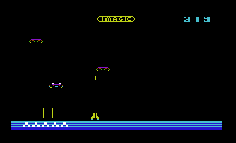 Demon Attack Commodore VIC-20 Screenshot: Each level features slightly different demons.