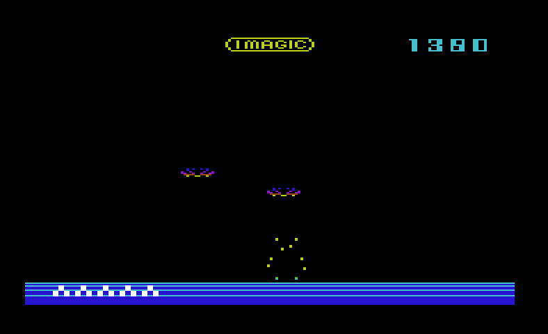 Demon Attack Commodore VIC-20 Screenshot: Crash! I've been hit!