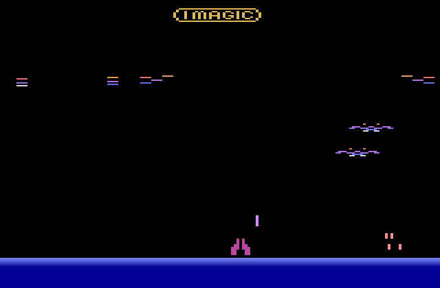 Demon Attack Atari 2600 Screenshot: Starting/game demo screen.