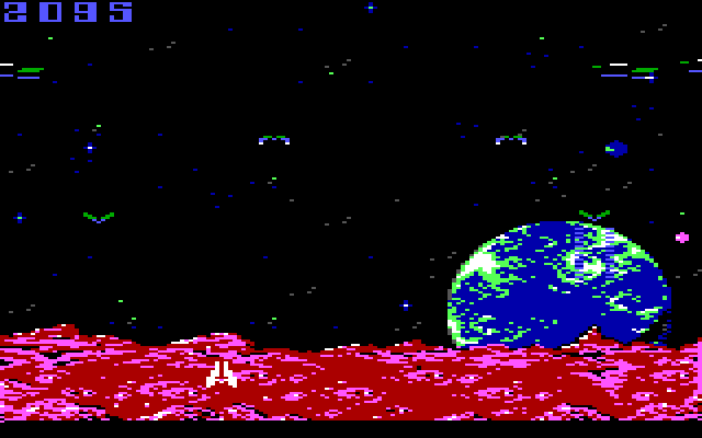 Demon Attack IBM PC/Compatibles Screenshot: Numerous smaller demons attack.