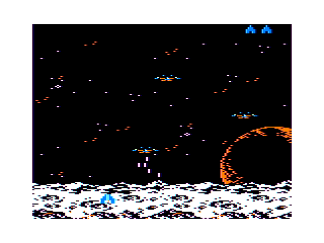 Demon Attack TRS-80 Color Computer Screenshot: Game start.