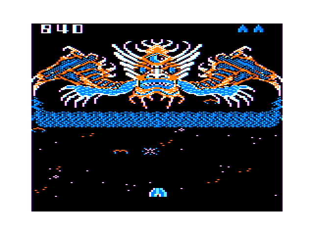 Demon Attack TRS-80 Color Computer Screenshot: Shoot or avoid the numerous demons that appear to attack you.