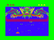 Demon Attack for TRS-80 Color Computer - Attacking the demon mothership! (alternate color palette).