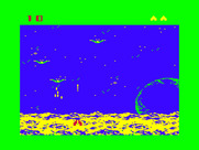 Demon Attack for TRS-80 Color Computer - Game start (alternate color palette).