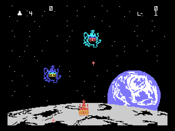 Demon Attack TI-99/4A Screenshot: Game start.