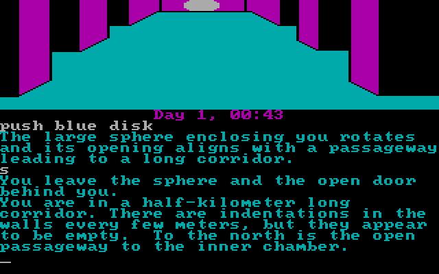 Rendezvous with Rama IBM PC/Compatibles Screenshot: A long corridor, but not clear where it leads