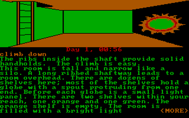 Rendezvous with Rama IBM PC/Compatibles Screenshot: The game screens change color at this point