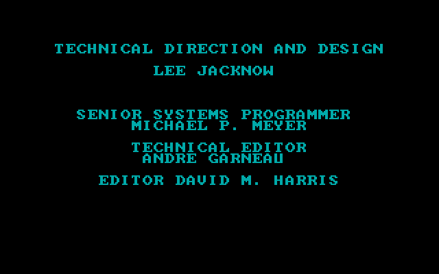 Rendezvous with Rama IBM PC/Compatibles Screenshot: Credit screen 3