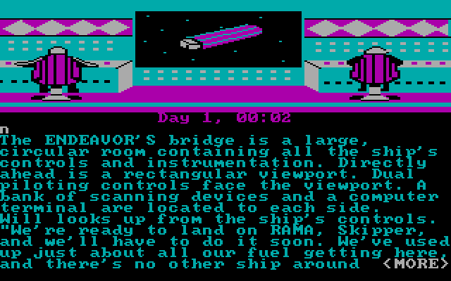 Rendezvous with Rama IBM PC/Compatibles Screenshot: A view of the bridge of Endeavor