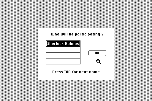 Mystery Master: Murder by the Dozen Macintosh Screenshot: Up to four players can participate in the mystery...