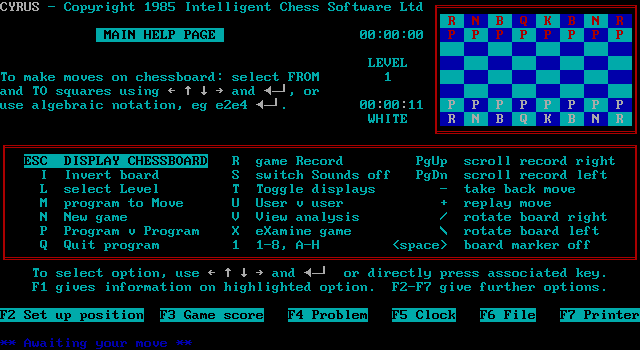 Cyrus IBM PC/Compatibles Screenshot: The help menu.