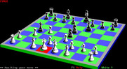 Cyrus for IBM PC/Compatibles - Player's turn; the red highlighted space indicates the piece currently selected...