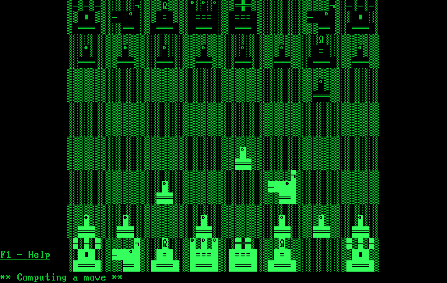 Cyrus IBM PC/Compatibles Screenshot: The computer calculates it's next move...
