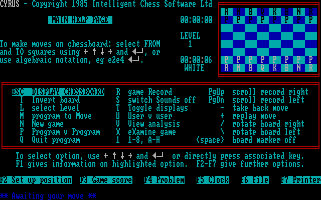 Cyrus IBM PC/Compatibles Screenshot: Game options...
