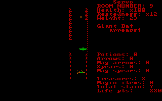 Cavequest IBM PC/Compatibles Screenshot: A bat is in the way now.