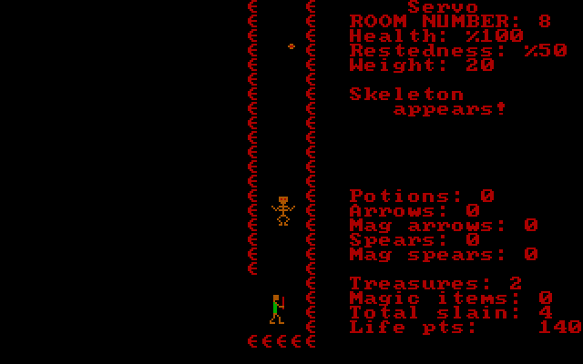 Cavequest IBM PC/Compatibles Screenshot: A skeleton blocks the path...