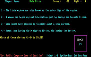 Dr. Ruth's Computer Game of Good Sex for IBM PC/Compatibles - Which of these statements is false?
