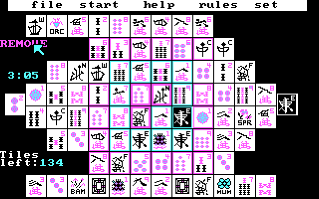 Shanghai IBM PC/Compatibles Screenshot: Remove these tiles?