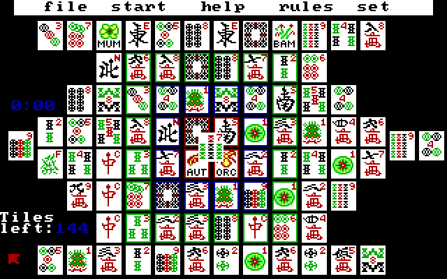 Shanghai IBM PC/Compatibles Screenshot: Starting a new game.