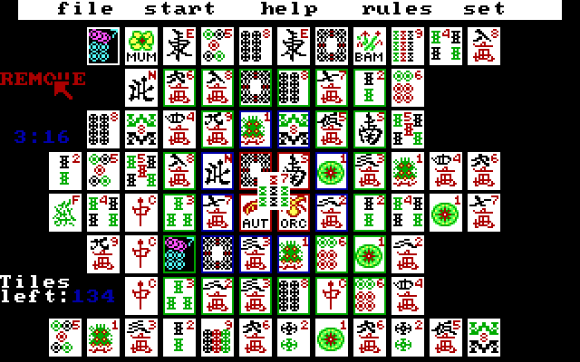 Shanghai IBM PC/Compatibles Screenshot: Remove these tiles?