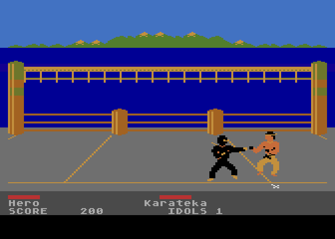 Ninja Atari 8-bit Screenshot: Fighting...