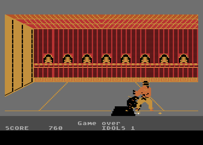 Ninja Atari 8-bit Screenshot: Game over.