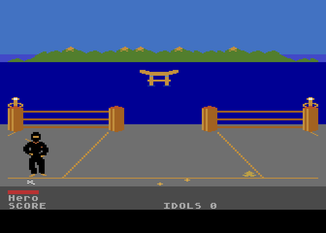 Ninja Atari 8-bit Screenshot: The game starts here.