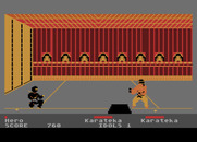Ninja for Atari 8-bit - Pick up weapons you find on the ground.
