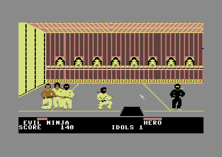 Ninja Commodore 64 Screenshot: Some idols are well guarded.