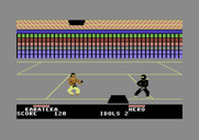 Ninja for Commodore 64 - Use the wholes in the floor and ceiling to jump between levels.