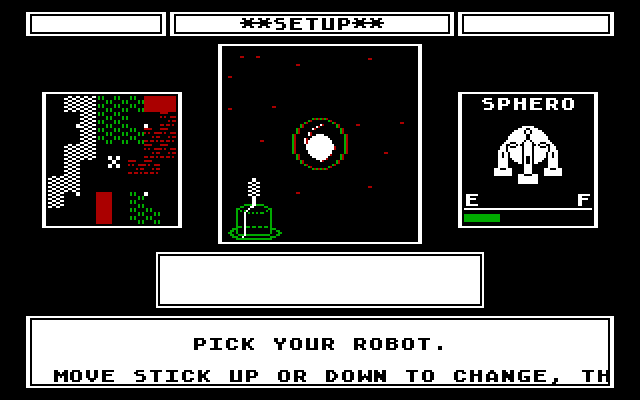 Robot Rascals IBM PC/Compatibles Screenshot: Setting up a new game; choose your robot!