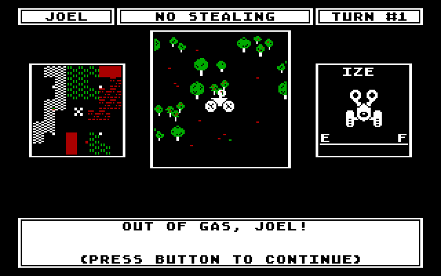 Robot Rascals IBM PC/Compatibles Screenshot: Ran out of gas!