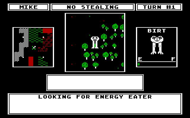 Robot Rascals IBM PC/Compatibles Screenshot: Looking for an energy eater somewhere in these trees...