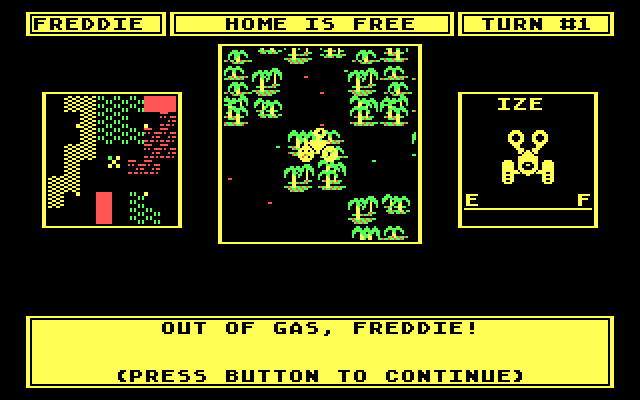 Robot Rascals IBM PC/Compatibles Screenshot: Ran out of gas!