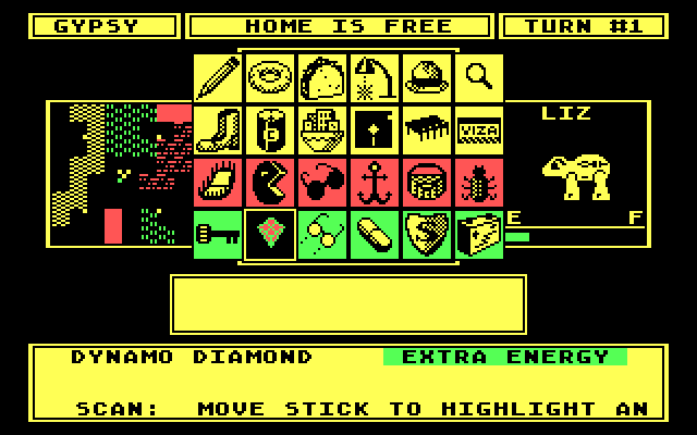 Robot Rascals IBM PC/Compatibles Screenshot: Choose an item to scan for.