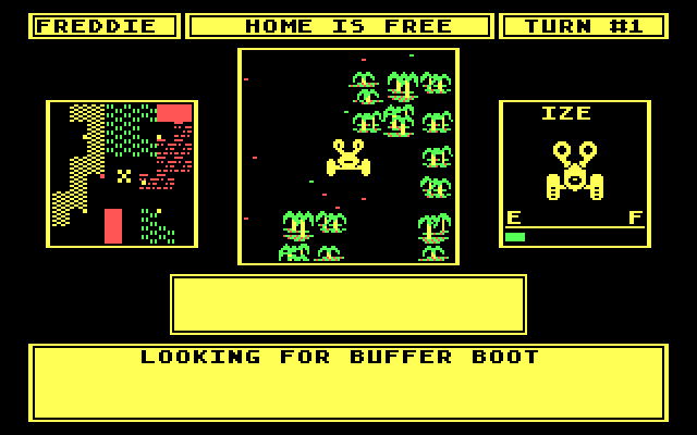 Robot Rascals IBM PC/Compatibles Screenshot: Searching for a buffer boot...