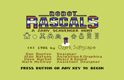 Robot Rascals for Commodore 64 - Title screen.