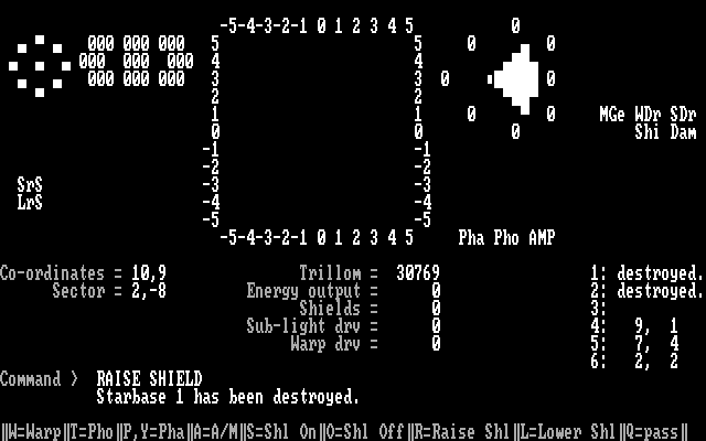 Starship: Invasion IBM PC/Compatibles Screenshot: Starbase 1 has been destroyed.