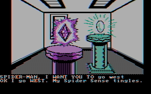 Questprobe featuring Spider-Man IBM PC/Compatibles Screenshot: My spider sense indicates potential danger...