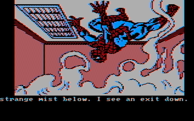 Questprobe featuring Spider-Man IBM PC/Compatibles Screenshot: What is this strange mist?